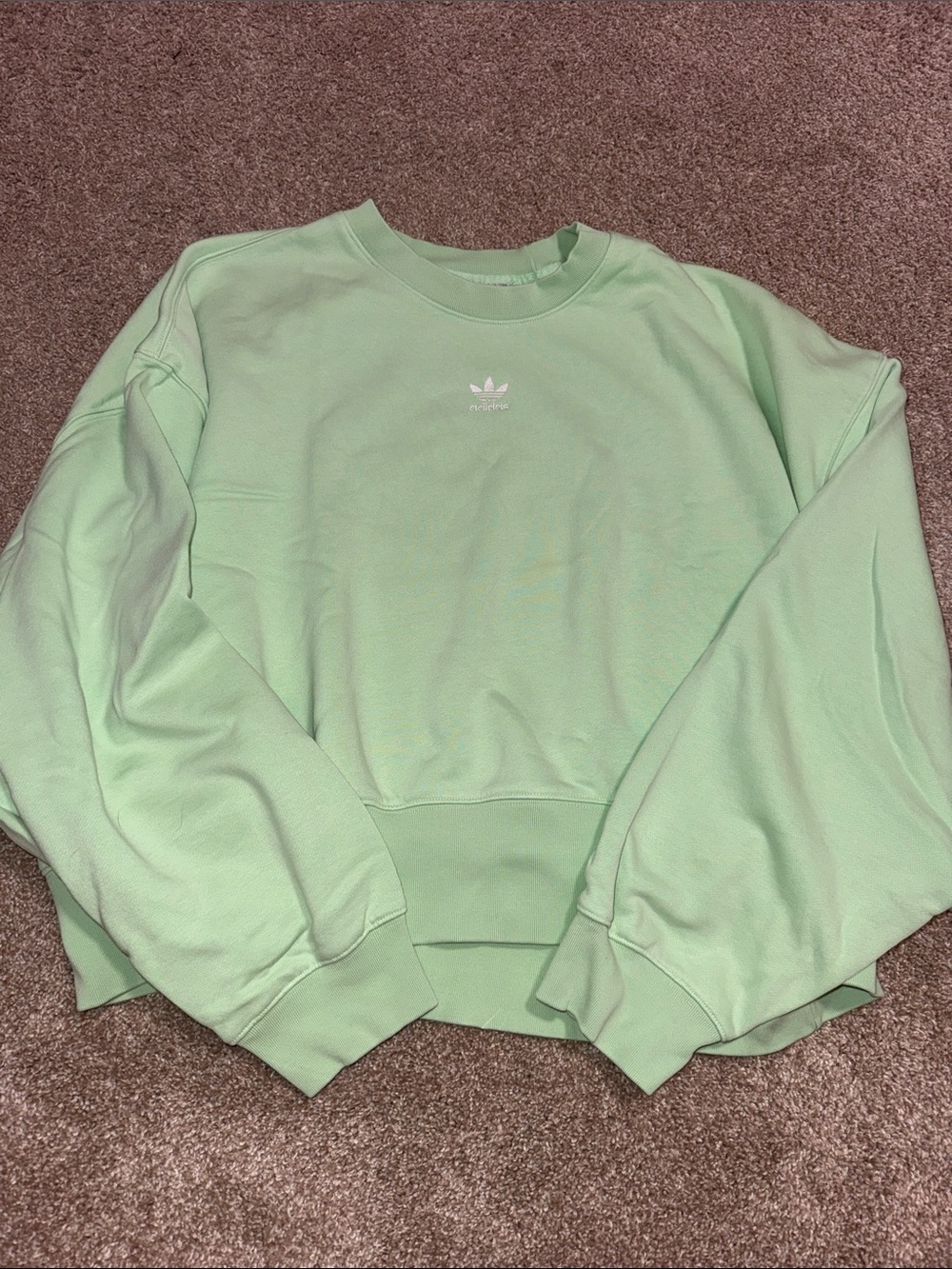 adidas Mint Green Cropped Crew Sweatshirt